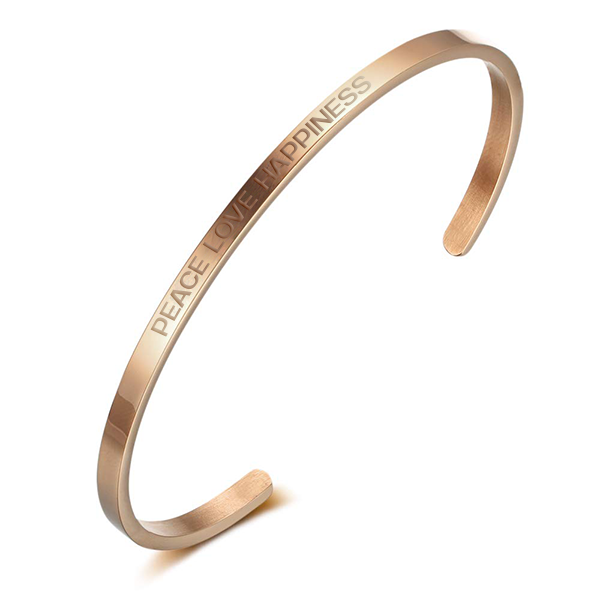 PEACE LOVE HAPPINESS | Bracelet in rose gold